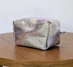 帯リメイク ポーチ 上品な藤色 20㌢ファスナー