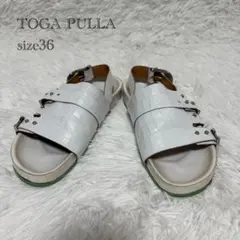 【希少】TOGA PULLA クロコエンボス　サンダル ホワイト　36のサムネイル