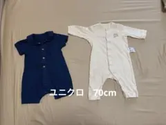 ユニクロ　ショートオールとフライスカバーオールセット