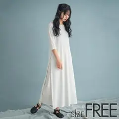 【ETRE TOKYO】サイドスリットテレコロングトップス／バックボタンワンピ