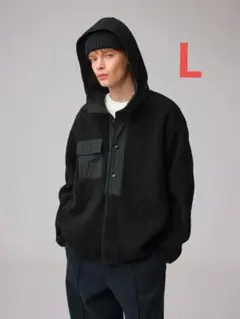 GU ENGINEEREDGARMENTS ボアフリーススナップパーカL 黒