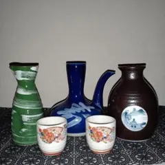 昭和レトロ 酒器5点セット 徳利 お猪口 未使用品