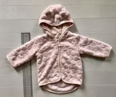 H&M パステル ピンク パーカー アウター くま耳つきフード 4-6M