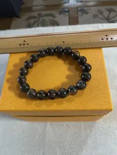 天然石ビーズブレスレット 黒茶混合