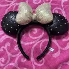ミニーマウス風カチューシャ・黒・金