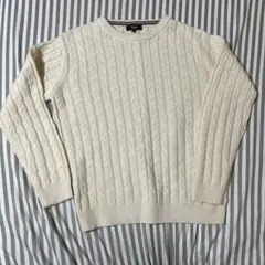 BEAMS アイボリー ケーブルニット Lサイズのサムネイル