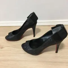 【美品】DIANA オープントゥハイヒール グリッター装飾　日本製　21.5cm