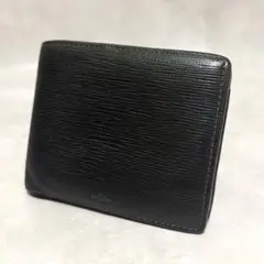 LANVIN ランバン　二つ折り財布　レザー　マルチカラー　ロゴ　ブラック