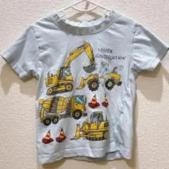 働く車　デザインTシャツ　100サイズ　水色　ブルー