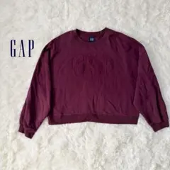 GAP ヴィンテージ ロゴウェッジスウェット ショート丈 トレーナー 赤系 L
