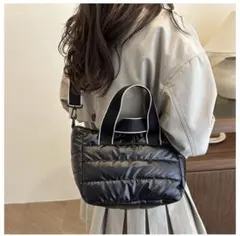 値下げ 黒 トートバッグ キルティング 軽量 ナイロン 大容量 外ポケット 撥水