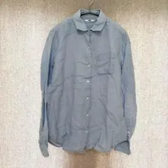 美品✦UNIQLO リネンシャツブラウス S ブルー 麻100％ 羽織