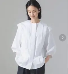 ADORE アドーア ホワイト クリアコットンスタンドカラーブラウス