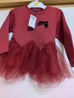 新品crescent クレッシェント 95 赤　チュールレース付裏起毛トレーナー