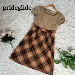 prideglide ワンピース　36 ベージュ　チェック柄スカート　人気△◇のサムネイル
