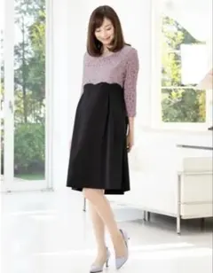 美品★SWEET MOMMY 授乳服 マタニティドレス 黒紫バイカラー パープル