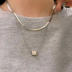 No.Y4 スネークチェーン ネックレス セット 華奢 シルバー ステンレス