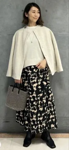 MACPHEE ブルリープリント アシンメトリーギャザースカート　34