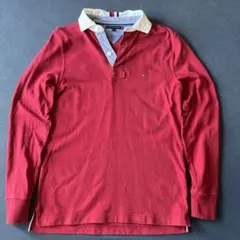 トミーヒルフィガー ワインレッド 長袖ポロシャツ ラガーシャツ 【美品】