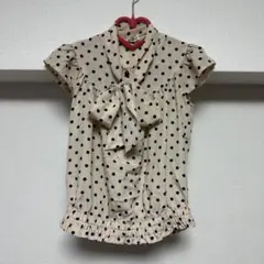 未使用Right-onバックナンバー　大人顔負けドット柄タイリボンブラウス120