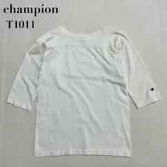 Champion T1011 七分袖 フットボールTシャツ 白 M USA製