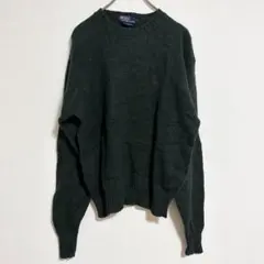【訳あり】ラルフローレン　刺繍ロゴ　セーター　ニット　緑　L