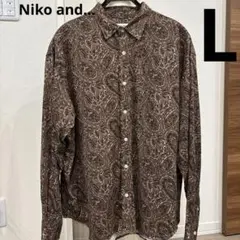 Niko and…ニコアンド ペイズリー 長袖 ロング シャツ ブラウン L