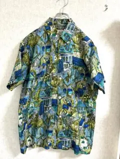 古着 MANHOUSE 油絵風ヴィンテージシャツ 半袖　L ゴッホ　モネ　ピカソのサムネイル