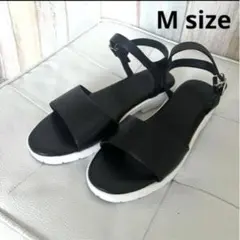 Mサイズ　EEE 黒　シンプルストラップサンダル　軽量　23〜23.5㎝