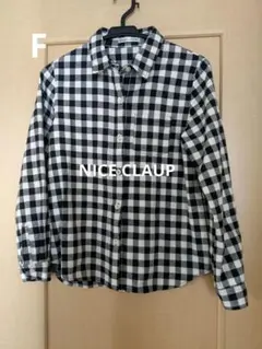 NICE CLAUP　ギンガムチェック柄長袖シャツ　F