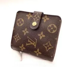 ルイ ヴィトン◎モノグラム コンパクトジップ ラウンドファスナー 茶 二つ折り ルイ ヴィトン◎コンパクトジップ 二つ折り モノグラム ラウンド
