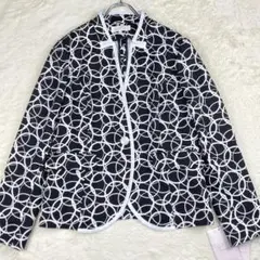 タグ付き未使用✨ レディース 総柄ジャケット L モノトーン きれいめ 7-18