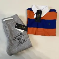 新品/ポロラルフローレン/長袖ポロシャツ＆スウェットパンツ/100