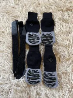 강아지 양말, 미끄럼 방지 기능이 있는 강아지 양말, 4개 세트, 블랙, 그레이, XS