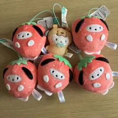 サンリオ　フルーツきぐるみマスコット　いちご　ライオン　ポチャッコ　ナムコ限定