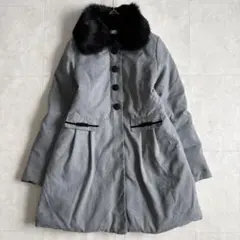 pom ponette junior ファー付ダウンコート グレー L160