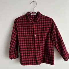 ミキハウス 赤黒チェック 長袖シャツ 100