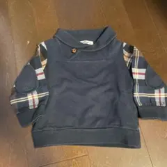 familiar トレーナー 80 ネイビー チェック柄