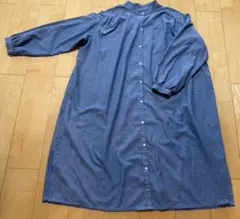 マタニティデニムシャツワンピース ロング丈のサムネイル