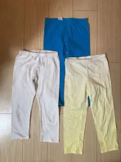 スパッツ 3枚セット　130 7歳8歳　ブルー　薄いイエロー　白