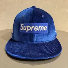 Supreme newera ベロア ブルー 7 5/8