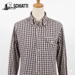 SCHIATTI 綿100% チェック ボタンダウン長袖シャツ M 日本製