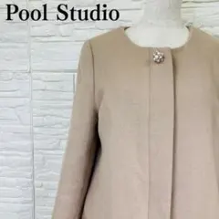 poolstudio プールスタジオ パールボタン 異素材切替 ノーカラーコートのサムネイル