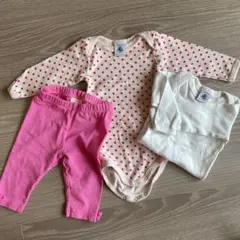 プチバトー肌着（ロンパース）とジムボリーズボン　ベビーガール60