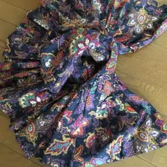 スカート☆ ペイズリー柄 裾フリル フリフリ☆ネイビー系