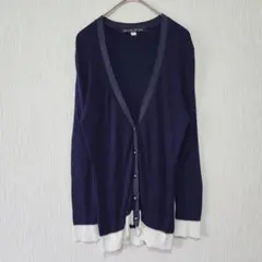 【MICHEL KLEIN】（S）バイカラーVネックニットカーディガン/羽織りのサムネイル