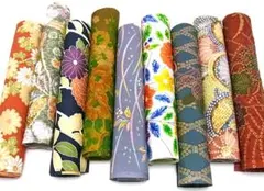 s045-b ◆正絹・着物解き・はぎれ・9枚セット