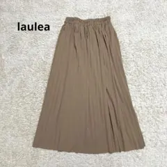 【laulea】ラウレア　プリーツフレアスカート　ウエストゴム　ベージュのサムネイル
