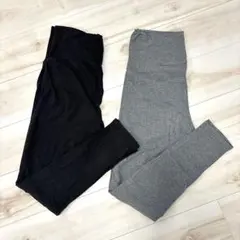 美品★ マタニティレギンス L 10分丈 2点セット 黒 濃グレー
