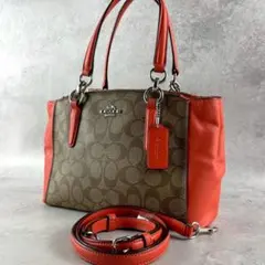 美品✨コーチ 2way ハンド ショルダーバッグ PVC×レザー シグネチャー